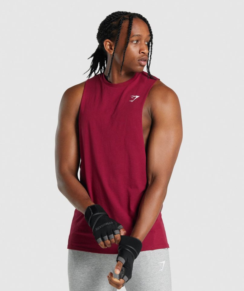 Men\'s Gymshark Critical 2.0 Drop Arm Tanks Fuchsia | CA 608ADN